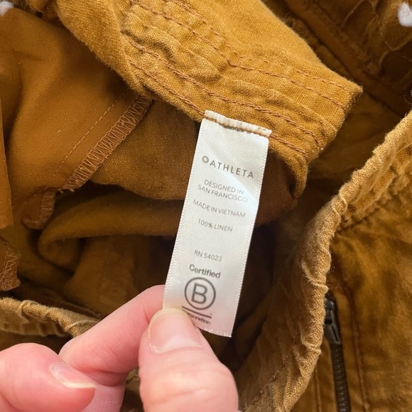 Athleta Cabo Linen Jogger Pants | Golden Mustard | Size 2P Petite linen women’s - Picture 4 of 11